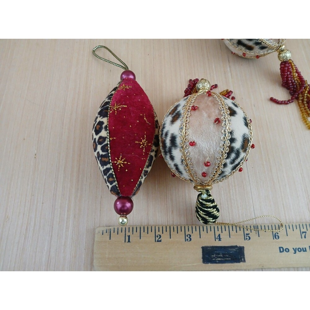 Fabric & Tassels Set of 3 Christmas Ornaments Holiday Tree Decoration - Picture 7 of 7